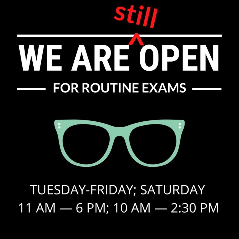 We are still open Tuesday-Friday 11 am - 6 pm; Saturday 10 am - 2:30 pm